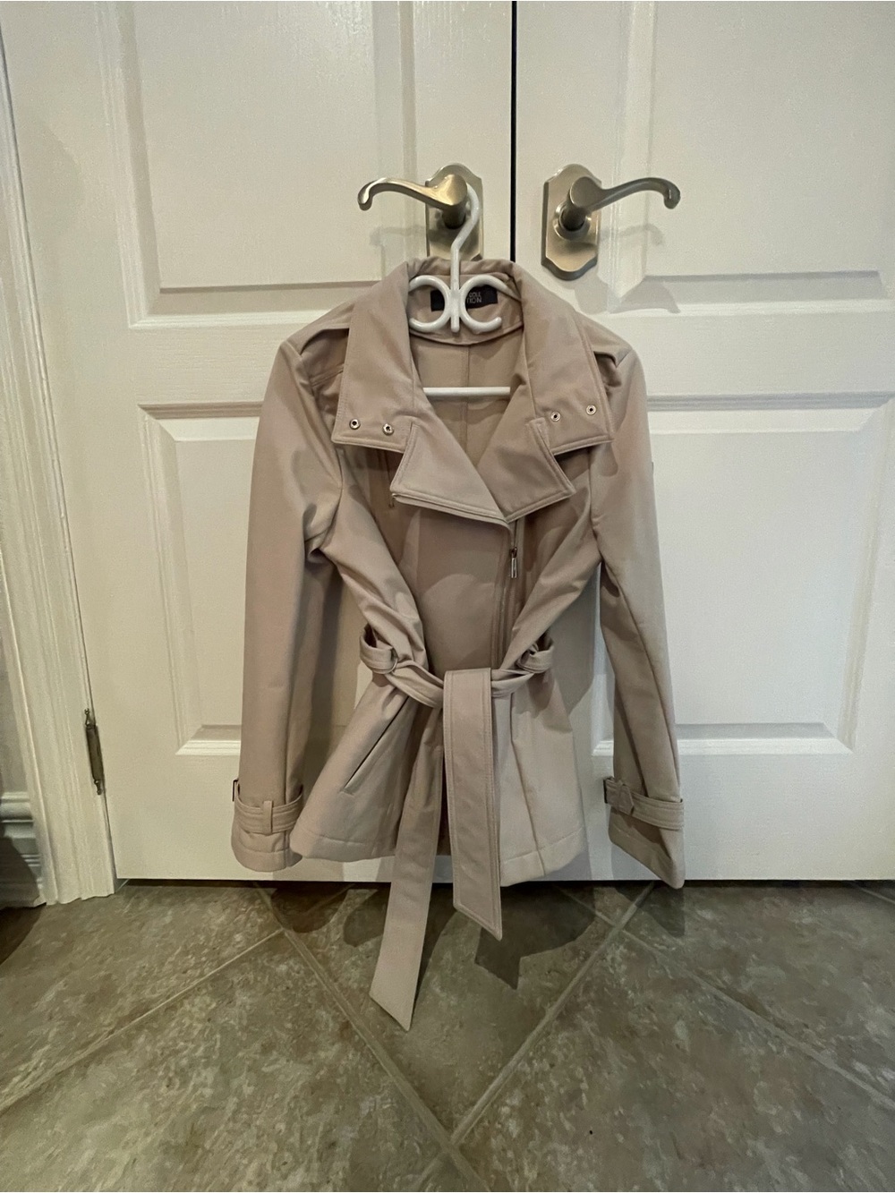 Kenneth Cole Reaction Taupe Belted Trench Coat